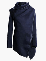 Manteau femme 2021 Manteau noir avec zip coupe asymétrique manteau pour femme