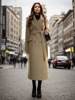 Manteau Femme Col Rabattu Ceinture Décontracté Veste D