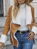 Manteau Femme Court à Col Revers avec Manches Longues Bicolores Manteau Femme