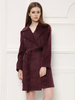 Manteau Femme Court à Col Revers avec Manches Longues Coupe Cintrée à Lacets Unicolore Hiver