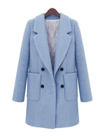 Manteau Femme Court à Col Revers avec Manches Longues Coupe Cintrée avec Boutonnages avec Poches Unicolore Hiver