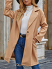 Manteau Femme Court à Col Revers avec Manches Longues Unicolore avec Poches