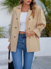 Manteau Femme Court à Col Revers avec Manches Longues Volantes avec Boutons Unicolore