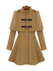 Manteau Femme Courte à Col Montant avec Manches Longues Coupe Cintrée Bas Evasée avec Poches Unicolore