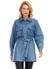 Manteau Femme en Cuir Synthétique à Col Revers avec Manches Longues avec Boutons Coupe Cintrée à Ceinture Unicolore