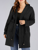 Manteau Femme Grande Taille à Capuche avec Manches Longues avec Boutons Unicolore Manteau Grande Taille