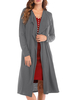 Manteau Femme Gris Col Rabattu Manches Longues Manteau Dhiver
