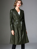 Manteau Femme Hiver à Cuir Synthétique Vernis avec Manches Longues Ceinturé Unicolore Manteau Femme