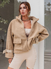 Manteau Femme Hiver à Fausses Fourrures Synthétiques avec Manches Longues à Col Montant à Zip avec Poches Bimatières Unicolore Manteau Femme