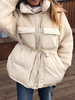 Manteau Femme Hiver à Fausses Fourrures Synthétiques avec Manches Longues à Col Revers à Lacets Bimatières Unicolore Manteau Femme