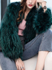 Manteau Femme Hiver à Fausses Fourrures Synthétiques Court avec Manches Longues Unicolore Manteau Femme