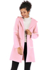 Manteau Femme Hiver avec Les Rayures Blancs Géométriques avec Capuche avec Les Poches Coupe Légèrement Cintrée Manteau Hiver Femme
