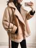 Manteau Femme Hiver Court à Col Revers avec Manches Longues Coupe Cintrée Unicolore