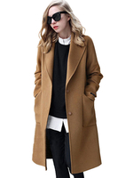 Manteau Femme Hiver Mi-long à Col Revers avec Manches Longues avec Poches Boutons Unicolore