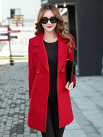 Manteau Femme Hiver Mi-long à Col Revers avec Manches Longues Coupe Cintrée avec Boutonnages Unicolore Manteau Femme