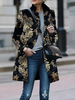Manteau Femme Imprimé Floral Hiver à Col Montant avec Manches Longues avec Poches Bicolores Manteau Femme