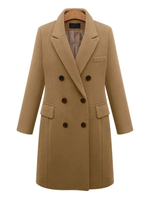 Manteau femme kaki col rabattu manches longues manteaux dhiver à double boutonnage