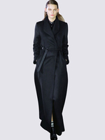 Manteau Femme Long à Col Revers avec Manches Longues Coupe Cintrée à Lacets avec Poches Unicolore Manteau Hiver
