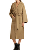 Manteau Femme Long à Col Revers avec Manches Longues Coupe Cintrée à Lacets Unicolore Manteau Hiver