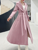 Manteau Femme Long Hiver à Col Revers avec Manches Longues Coupe Cintrée avec Boutons Bas Evasée