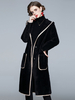 Manteau Femme Long Imprimé Rayures à Capuche avec Manches Longues avec Poches Bicolores Manteau Femme
