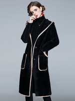 Manteau Femme Long Imprimé Rayures à Capuche avec Manches Longues avec Poches Bicolores Manteau Femme