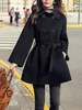 Manteau Femme Mi-long à Col Revers avec Manches Longues Coupe Cintrée avec Boutons à Lacets avec Poches Unicolore Manteau Femme