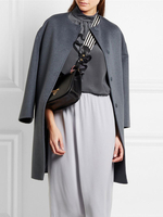 Manteau Femme Mi-long avec Manches Longues à Col Rond Unicolore avec Boutons Hiver