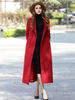 Manteau Femme Rouge Col Rabattu Manches Longues Manteau Classique