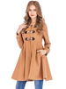 Manteau Femmes à Capuche Fermeture avec Les Boutons Hiver avec Les Manches Longues Coupe Cintrée Bas Evasée Unicolore Manteau d