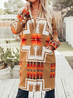 Manteau Femmes à Col Montant avec Les Manches Longues avec Poches et Boutons Imprimé Les Motifs Manteau d