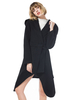 Manteau Femmes à Col Revers à Capuche avec Les Manches Longues Ceinturé à Lacets Unicolore Manteau d