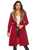 Manteau Femmes à Col Revers avec Fausses Fourrures Synthétiques Longues Coupe Cintrée Fermeture avec Les Boutons Bas Evasée Manteau d