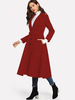 Manteau Femmes à Col Revers Longues Coupe Cintrée Fermeture avec Les Boutons avec Poches Bas Evasée Manteau d