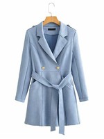 Manteau Femmes Hiver à Col Revers avec Manches Longues Ceinturé à Lacets avec Boutons Bas Evasée Unicolore