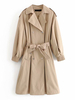 Manteau Femmes Hiver Long à Col Revers avec Manches Longues Amples Ceinturé à Lacets Bas Evasée Unicolore