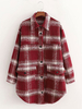 Manteau Femmes Hivers Carreaux à Col Revers avec Manches Longues avec Poches Fermeture avec Boutons Bicolores