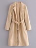 Manteau Femmes Hivers Long à Col Revers Ceinturé à Lacets avec Manches Longues Unicolore avec Poches