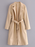 Manteau Femmes Hivers Long à Col Revers Ceinturé à Lacets avec Manches Longues Unicolore avec Poches