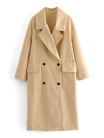 Manteau Femmes Hivers Long à Col Revers Fermeture avec Boutonnages avec Manches Longues Unicolore avec Poches