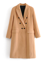 Manteau Femmes Hivers Long à Col Revers Unicolore Fermeture avec Boutonnages avec Manches Longues avec Poches