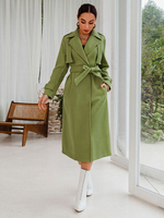 Manteau Femmes Hivers Long avec Manches Longues Ceinturé à Lacets avec Poches Unicolore