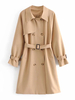 Manteau Femmes Hver à Col V avec Manches Longues Amples avec Boutons Ceinturé Fermeture avec Boutonnages Unicolore