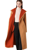 Manteau Femmes Long à Capuche Bicolores avec Les Manches Longues Manteau d