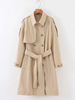 Manteau Femmes Long à Col Revers Ceinturé à Lacets Fermeture avec Boutonnages avec Manches Longues Unicolore