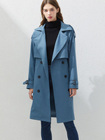 Manteau Femmes Longs à Col Revers avec Manches Longues à Lacets Coupe Cintrée avec Ceinture Unicolore Fermeture avec Boutons