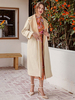 Manteau Femmes Longs à Col Revers avec Manches Longues avec Manches Longues à Lacets avec Ceinture Bicolores