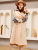 Manteau Femmes Longs à Col Revers avec Manches Longues Imprimé les Carreaux Bicolores avec Ceinture