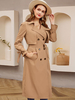 Manteau Femmes Longs à Col Revers avec Manches Longues Uicolores avec Ceinture Fermeture avec Boutons avec Poches