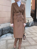 Manteau Femmes Mi-longs Hivers à Col Revers avec Manches Longues Coupe Cintrée avec Ceinture Fermeture avec Boutonnages avec Poches Unicolore